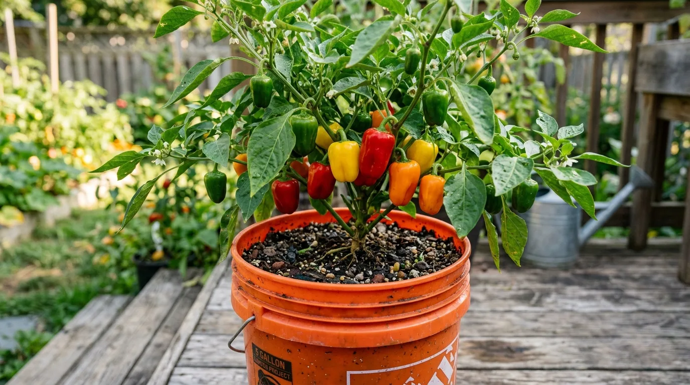 Bell Peppers in a Bucket